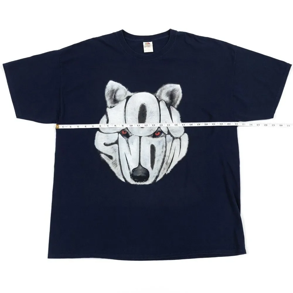 Game Of Thrones Jon‎ Snow Wolf Graphic Print T-Shirt Navy Size 2XL